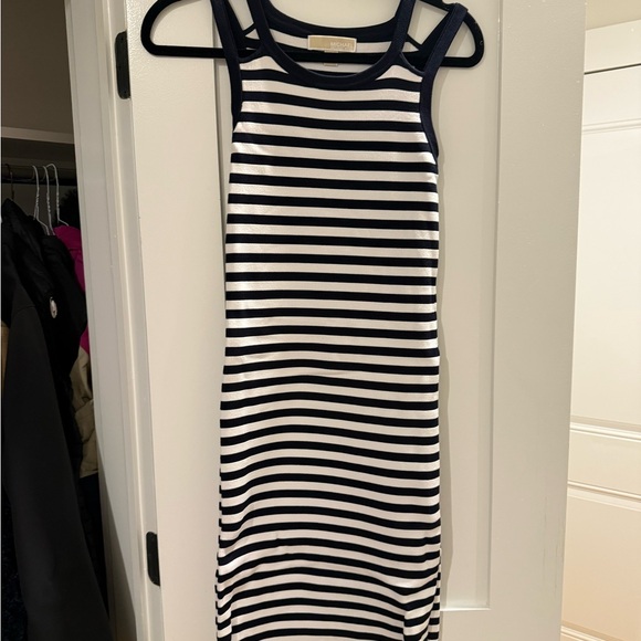 Michael Kors Navy and White Striped Midi Dress - Picture 1 of 3